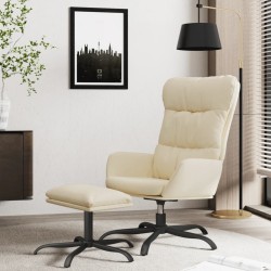 vidaXL Relaxsessel mit Hocker Creme Stoff
