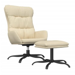 vidaXL Relaxsessel mit Hocker Creme Stoff