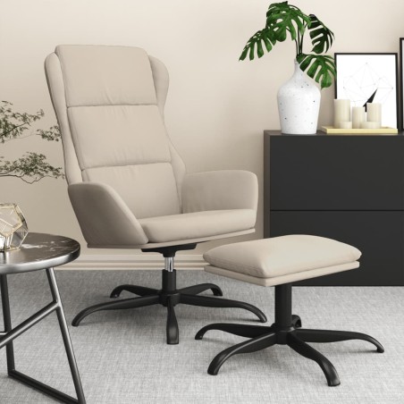 vidaXL Relaxsessel mit Hocker Creme Mikrofasergewebe