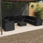 vidaXL 10-tlg. Garten-Lounge-Set mit Kissen Schwarz Poly Rattan vidaXL 10-tlg. Garten-Lounge-Set mit Kissen Schwarz Poly Rattan