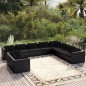 vidaXL 10-tlg. Garten-Lounge-Set mit Kissen Schwarz Poly Rattan vidaXL 10-tlg. Garten-Lounge-Set mit Kissen Schwarz Poly Rattan