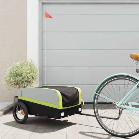 vidaXL Lastenanhänger für Fahrrad Schwarz und Grün 30 kg Eisen