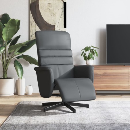 vidaXL Relaxsessel mit Fußteil Grau Kunstleder
