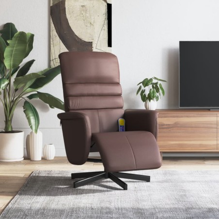 vidaXL Massagesessel mit Fußteil Braun Kunstleder