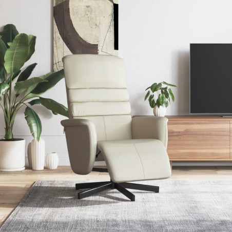 vidaXL Relaxsessel mit Fußteil Creme Kunstleder