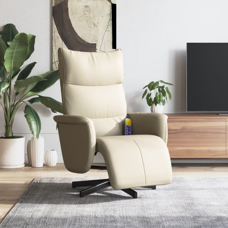 vidaXL Massagesessel mit Fußteil Creme Kunstleder vidaXL Massagesessel mit Fußteil Creme Kunstleder