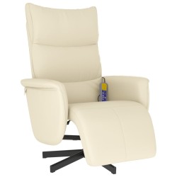 vidaXL Massagesessel mit Fußteil Creme Kunstleder