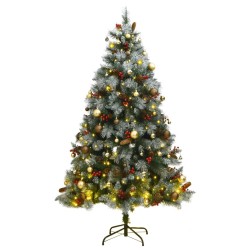 vidaXL Künstlicher Weihnachtsbaum Klappbar 300 LEDs & Kugeln 210 cm