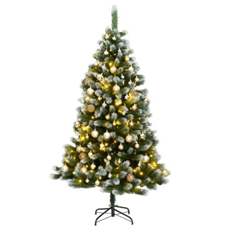 vidaXL Künstlicher Weihnachtsbaum Klappbar 150 LEDs & Kugeln 150 cm