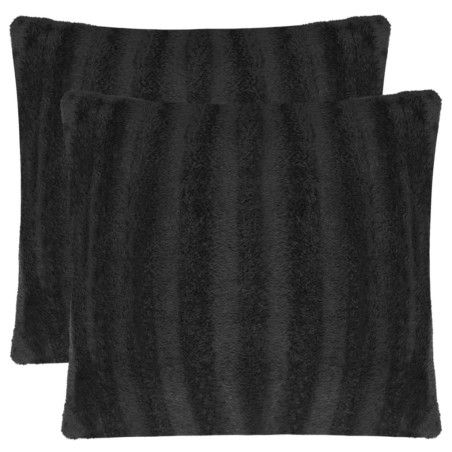 vidaXL Kissenbezüge 2 Stk. Kunstpelz 50x50 cm Schwarz