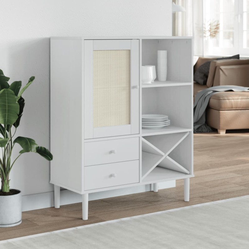 vidaXL Highboard SENJA Rattan-Optik Weiß 90x40x112 cm Kiefernholz vidaXL Highboard SENJA Rattan-Optik Weiß 90x40x112 cm Kiefernholz