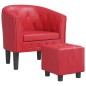 vidaXL Clubsessel mit Fußhocker Rot Kunstleder vidaXL Clubsessel mit Fußhocker Rot Kunstleder
