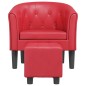 vidaXL Clubsessel mit Fußhocker Rot Kunstleder vidaXL Clubsessel mit Fußhocker Rot Kunstleder
