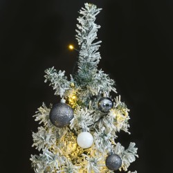 vidaXL Weihnachtsbaum Schlank mit 300 LEDs & Kugeln & Schnee 270 cm