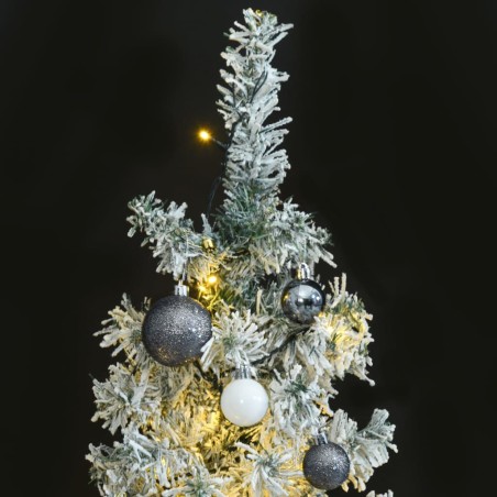vidaXL Weihnachtsbaum Schlank mit 300 LEDs & Kugeln & Schnee 270 cm