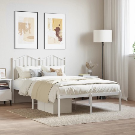 vidaXL Bettgestell mit Kopfteil Metall Weiß 120x200 cm