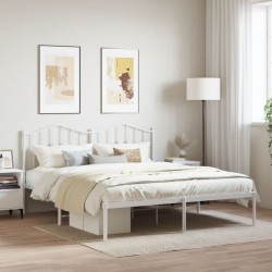 vidaXL Bettgestell mit Kopfteil Metall Weiß 160x200 cm