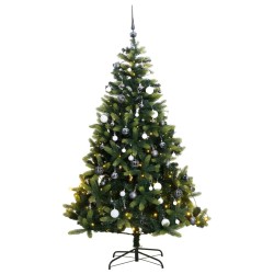 vidaXL Künstlicher Weihnachtsbaum Klappbar 150 LEDs & Kugeln 150 cm