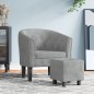 vidaXL Clubsessel mit Fußhocker Hellgrau Samt vidaXL Clubsessel mit Fußhocker Hellgrau Samt