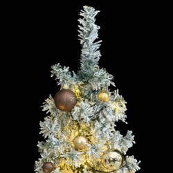 vidaXL Weihnachtsbaum Schlank mit 300 LEDs & Kugeln & Schnee 300 cm