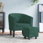 vidaXL Clubsessel mit Fußhocker Dunkelgrün Samt vidaXL Clubsessel mit Fußhocker Dunkelgrün Samt