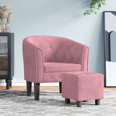 vidaXL Clubsessel mit Fußhocker Rosa Samt