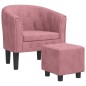 vidaXL Clubsessel mit Fußhocker Rosa Samt vidaXL Clubsessel mit Fußhocker Rosa Samt