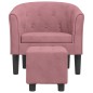 vidaXL Clubsessel mit Fußhocker Rosa Samt vidaXL Clubsessel mit Fußhocker Rosa Samt