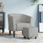 vidaXL Clubsessel mit Fußhocker Hellgrau Samt vidaXL Clubsessel mit Fußhocker Hellgrau Samt