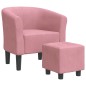 vidaXL Clubsessel mit Fußhocker Rosa Samt vidaXL Clubsessel mit Fußhocker Rosa Samt