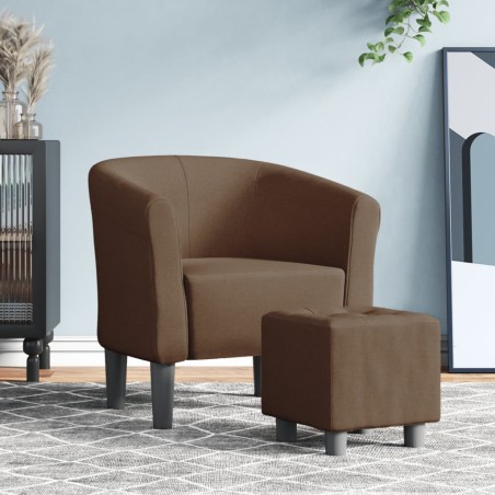 vidaXL Clubsessel mit Fußhocker Braun Stoff