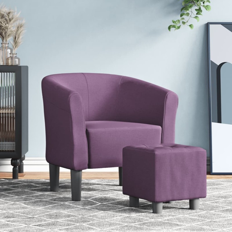 vidaXL Clubsessel mit Fußhocker Lila Stoff vidaXL Clubsessel mit Fußhocker Lila Stoff