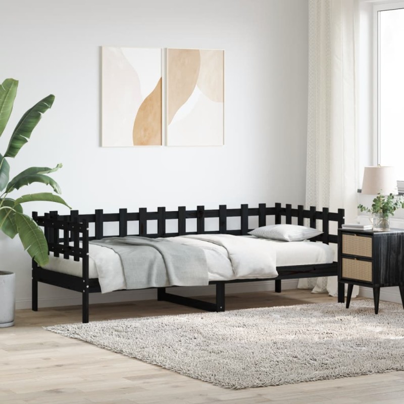 vidaXL Tagesbett Schwarz 90x200 cm Massivholz Kiefer vidaXL Tagesbett Schwarz 90x200 cm Massivholz Kiefer