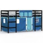 vidaXL Kinderhochbett mit Vorhängen Blau 90x190 cm Massivholz Kiefer vidaXL Kinderhochbett mit Vorhängen Blau 90x190 cm Massivholz Kiefer