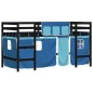 vidaXL Kinderhochbett mit Vorhängen Blau 90x190 cm Massivholz Kiefer vidaXL Kinderhochbett mit Vorhängen Blau 90x190 cm Massivholz Kiefer