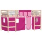 vidaXL Kinderhochbett mit Vorhängen Rosa 90x190 cm Massivholz Kiefer vidaXL Kinderhochbett mit Vorhängen Rosa 90x190 cm Massivholz Kiefer
