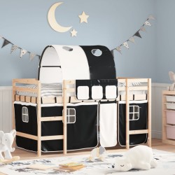vidaXL Kinderhochbett mit Tunnel Weiß & Schwarz 80x200 cm Kiefernholz