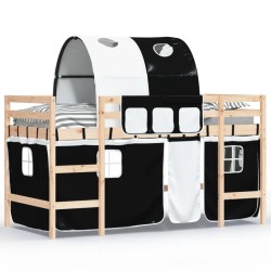 vidaXL Kinderhochbett mit Tunnel Weiß & Schwarz 80x200 cm Kiefernholz