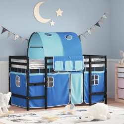 vidaXL Kinderhochbett mit Tunnel Blau 80x200 cm Massivholz Kiefer