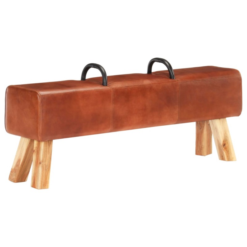 vidaXL Vintage Turnbock-Bank mit Griffen Echtes Ziegenleder vidaXL Vintage Turnbock-Bank mit Griffen Echtes Ziegenleder