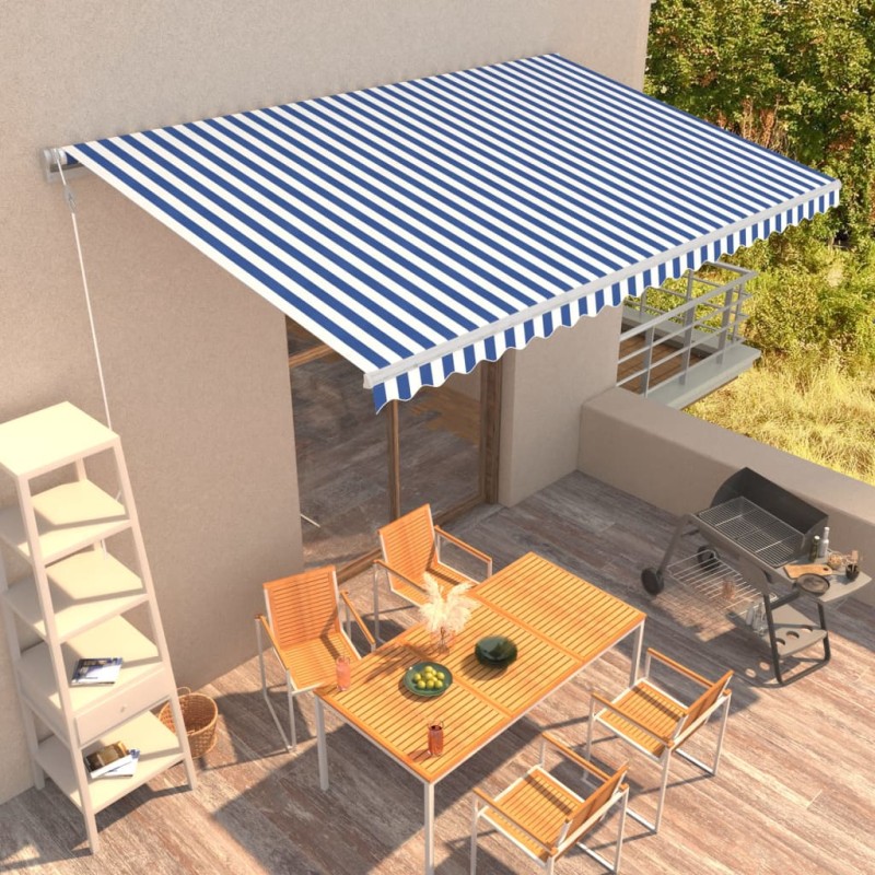 vidaXL Automatisch Einziehbare Markise 500×300 cm Blau und Weiß vidaXL Automatisch Einziehbare Markise 500×300 cm Blau und Weiß