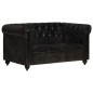 vidaXL Chesterfield-Sofa 2-Sitzer Schwarz Echtleder vidaXL Chesterfield-Sofa 2-Sitzer Schwarz Echtleder