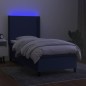 vidaXL Boxspringbett mit Matratze & LED Blau 90x190 cm Stoff vidaXL Boxspringbett mit Matratze & LED Blau 90x190 cm Stoff