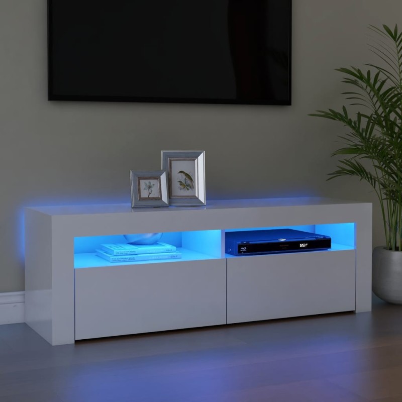 vidaXL TV-Schrank mit LED-Leuchten Hochglanz-Weiß 120x35x40 cm vidaXL TV-Schrank mit LED-Leuchten Hochglanz-Weiß 120x35x40 cm