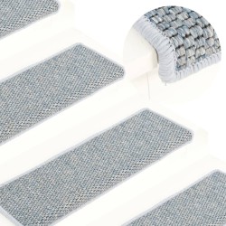 vidaXL Treppenmatten Selbstklebend Sisal-Optik 15 Stk. 65x21x4 cm Blau