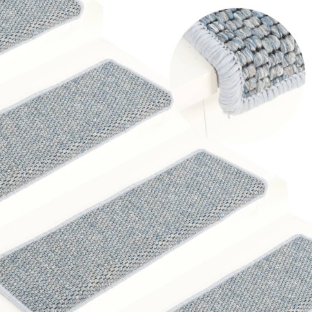 vidaXL Treppenmatten Selbstklebend Sisal-Optik 15 Stk. 65x21x4 cm Blau