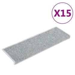 vidaXL Treppenmatten Selbstklebend Sisal-Optik 15 Stk. 65x21x4 cm Blau