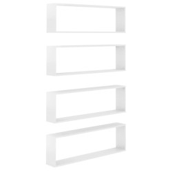 vidaXL Würfelregale 4 Stk. Hochglanz-Weiß 100x15x30 cm Holzwerkstoff