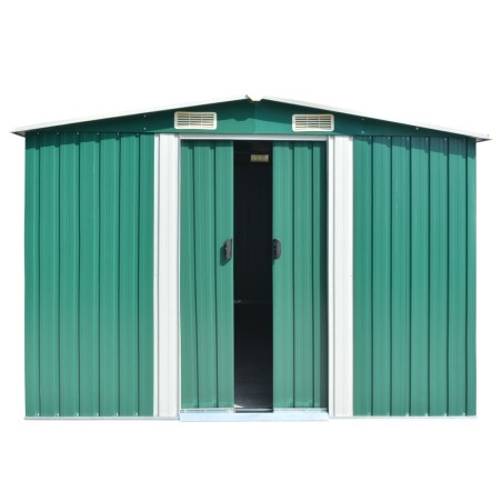 vidaXL Gerätehaus 257x392x181 cm Metall Grün