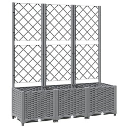 vidaXL Pflanzkübel mit Rankgitter Hellgrau 120x40x136 cm PP